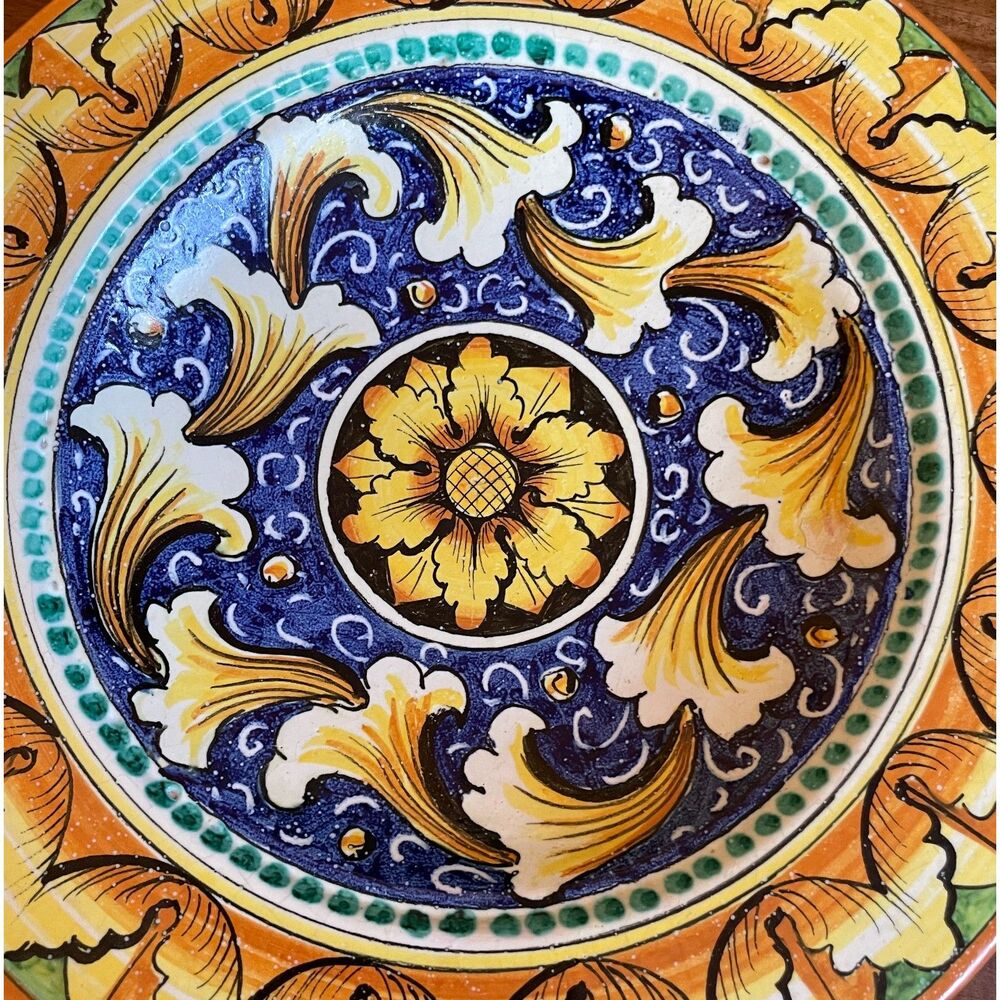 Vintage Hand Painted Italian Ceramic Wall Plate Perconte Sciacca 12” Mediterrane - Picture 2 of 5